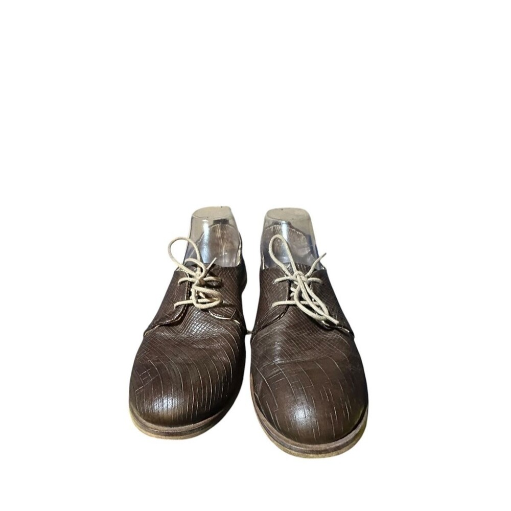 Lilly Mill Italian Handmade Brown Embossed Leather Lace Up 39 US 8.5 Brown
